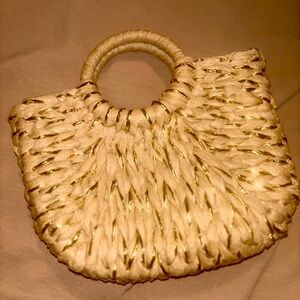 Source Unknown Gold and Cream Woven Tote